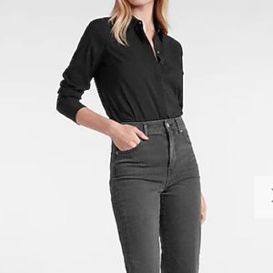 Express XS Slim black portofino chiffon shirt